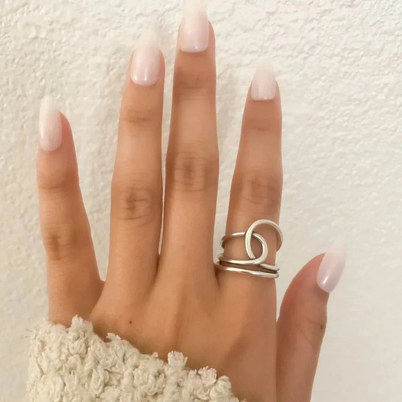 925 Sterling Silver Big Knot Statement Ring Dainty Adjustable Ring Twist Ring - Picture 6 of 10